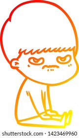 warm gradient line drawing of a cartoon boy