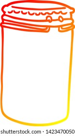 warm gradient line drawing of a cartoon storage jar