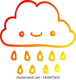 dibujo de línea de degradado cálido de una nube de tormenta de dibujos animados