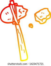 dibujo de línea de degradado cálido de una herramienta primitiva de dibujos animados