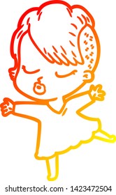 dibujo de una linea de gradiente cálido de una caricatura chica hipster