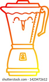 warm gradient line drawing of a cartoon food processor