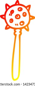 warm gradient line drawing of a cartoon medieval mace