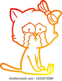 warm gradient line drawing of a cartoon cat