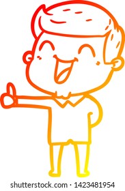 warm gradient line drawing of a cartoon man laughing