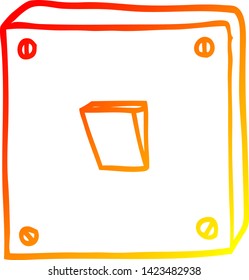 dibujo de línea de degradado cálido de un interruptor de luz de dibujos animados