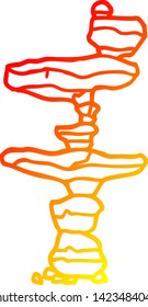 warm gradient line drawing of a cartoon boulders