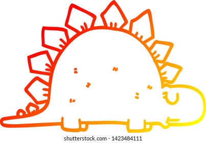 dibujo de línea de gradiente cálido de una caricatura de dinosaurio prehistórico