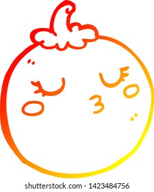 dibujo de línea de gradiente cálido de un tomate de dibujos animados