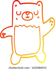 warm gradient line drawing of a cartoon bear