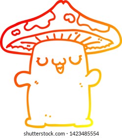 dibujo de línea de gradiente cálido de una criatura de hongo de dibujos animados