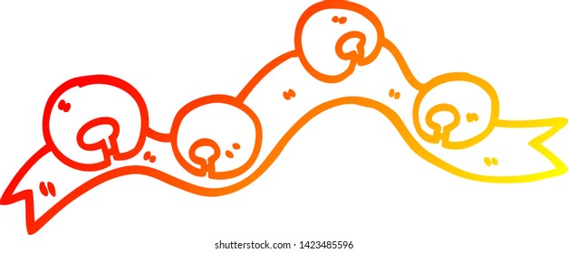 warm gradient line drawing of a cartoon xmas bells