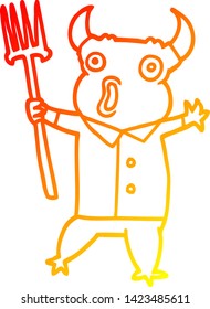 dibujo de línea de degradado cálido de un monstruo del demonio de dibujos animados