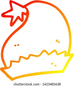 warm gradient line drawing of a cartoon santa hat