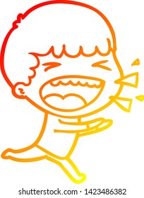 warm gradient line drawing of a cartoon laughing man