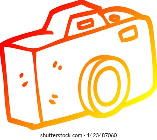warm gradient line drawing of a cartoon camera