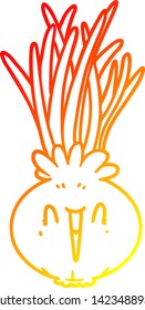 warm gradient line drawing of a cartoon onion