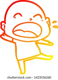 warm gradient line drawing of a cartoon shouting bald man