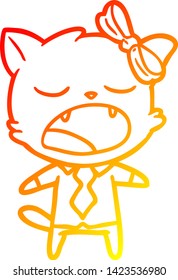 warme Farbverlauf-Linienzeichnung einer Cartoon-Gäichkatze