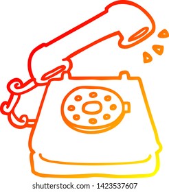 warme Farbverlauf-Linie Zeichnung eines Cartoon alten Telefon