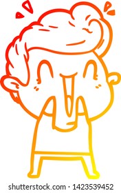 dibujo de línea de gradiente cálido de un hombre feliz de caricatura riendo