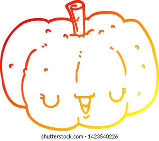 warm gradient line drawing of a cartoon pumpkin