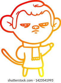 warm gradient line drawing of a cartoon monkey