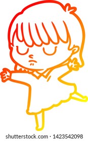dibujo de línea de gradiente cálido de una mujer caricaturista