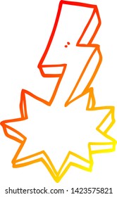 desenho de linha gradiente quente de um raio cartoon greve