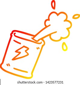 warm gradient line drawing of a cartoon soda can