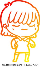 warm gradient line drawing of a cartoon woman
