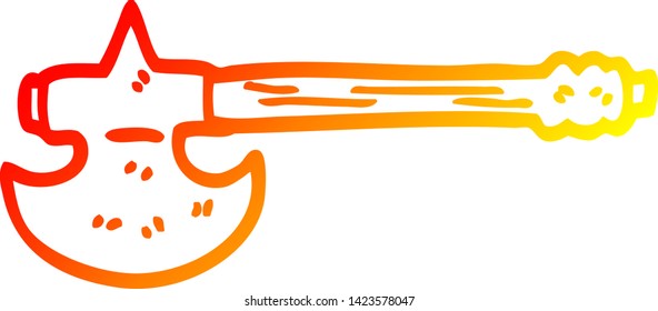 warm gradient line drawing of a cartoon golden axe