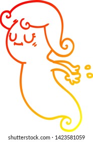 warm gradient line drawing of a cartoon ghost