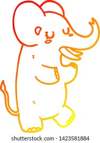warm gradient line drawing of a cartoon elephant