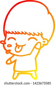 warm gradient line drawing of a cartoon calm boy