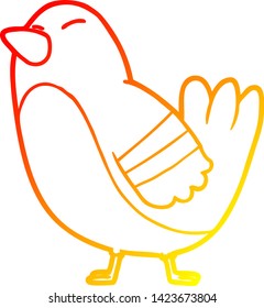 warm gradient line drawing of a cartoon bird