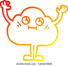 warm gradient line drawing of a cartoon dark cloud character