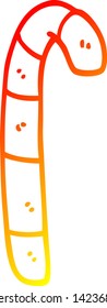 warm gradient line drawing of a cartoon striped candy cane