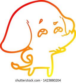 warm gradient line drawing of a cartoon elephant remembering