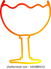 dibujo de línea de degradado cálido de una copa de vino de dibujos animados