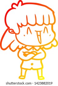warm gradient line drawing of a cartoon woman