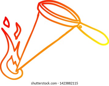warm gradient line drawing of a cartoon magnifying glass