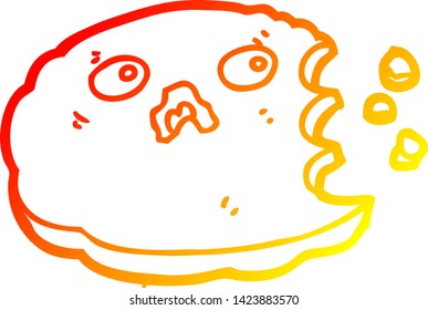 dibujo de línea de degradado cálido de una cookie de dibujo animado