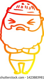 warm gradient line drawing of a cartoon man with beard