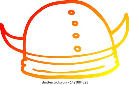 warm gradient line drawing of a cartoon viking helmet