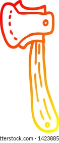 dibujo de línea de gradiente cálido de una caricatura de hacha larga