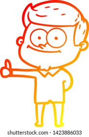 warm gradient line drawing of a cartoon smiling man