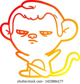 warm gradient line drawing of a cartoon monkey