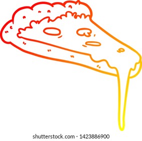 dibujo de línea de degradado cálido de una porción de caricatura de pizza