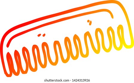 warm gradient line drawing of a cartoon hair comb